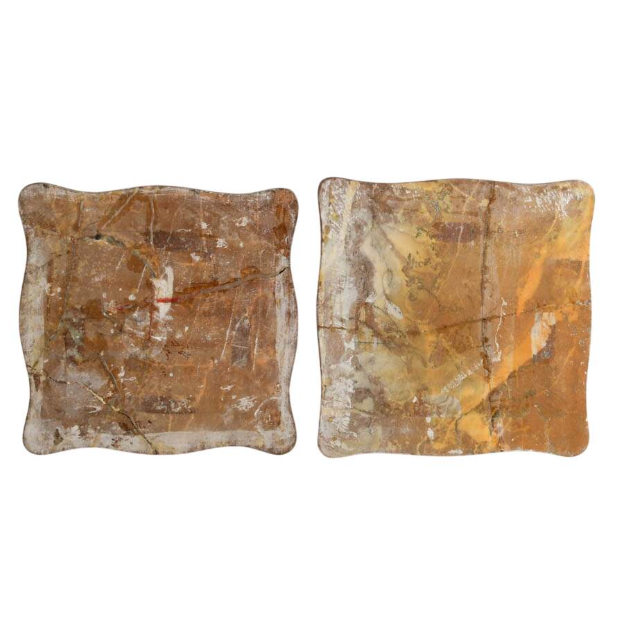 Pair of Wood and Marble Top Tables-8