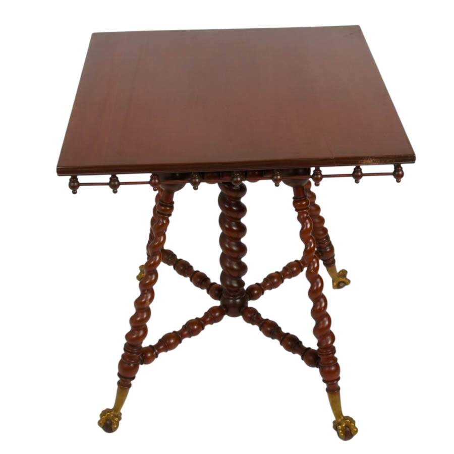 Antique R.J. Horner Cherry Wood Twist Leg Claw Foot Table-3