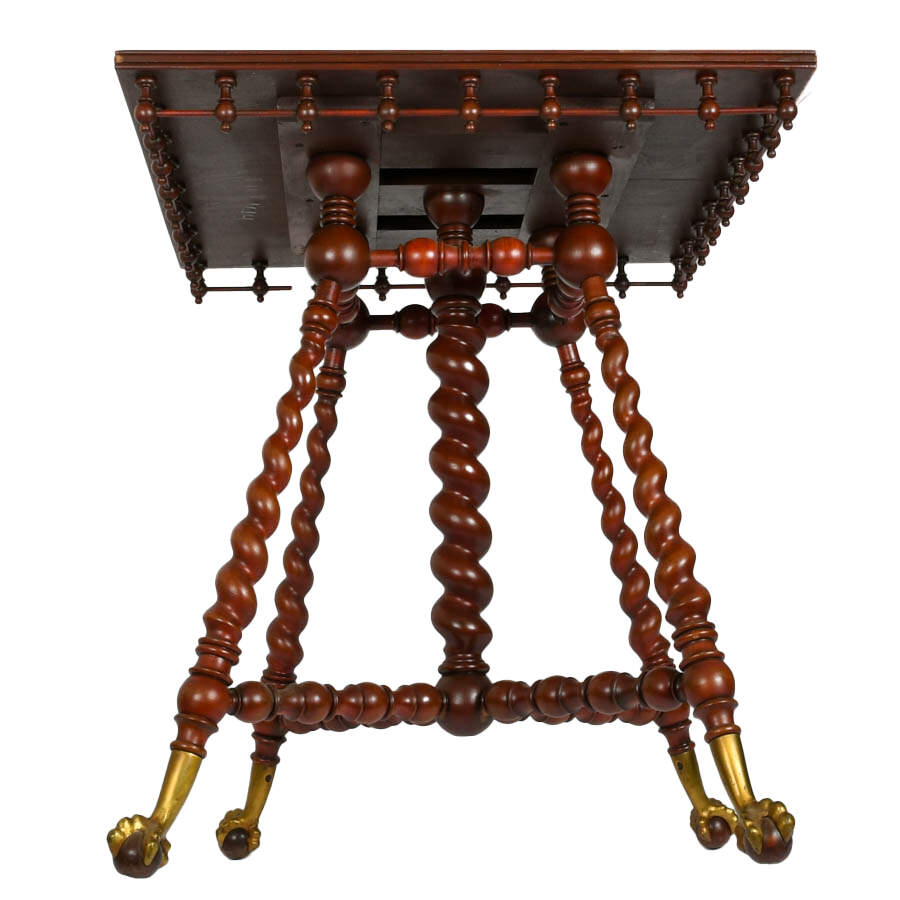 Antique R.J. Horner Cherry Wood Twist Leg Claw Foot Table-2