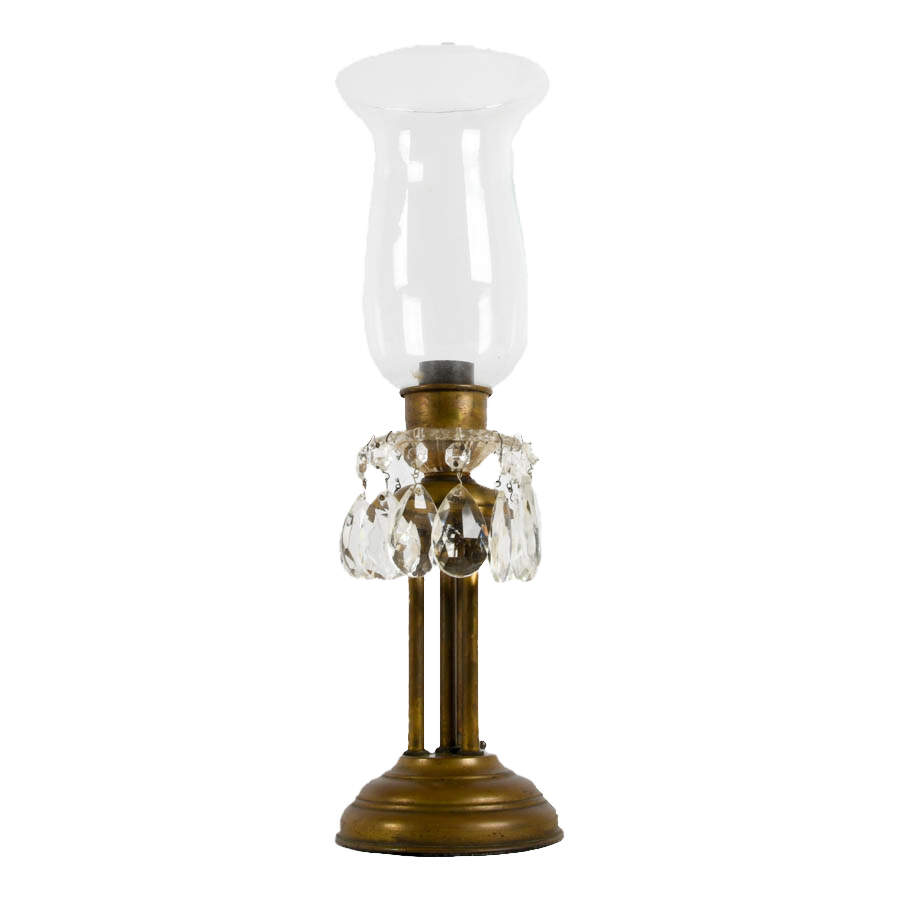 Brass and Crystal Hurricane Table Lamp-4