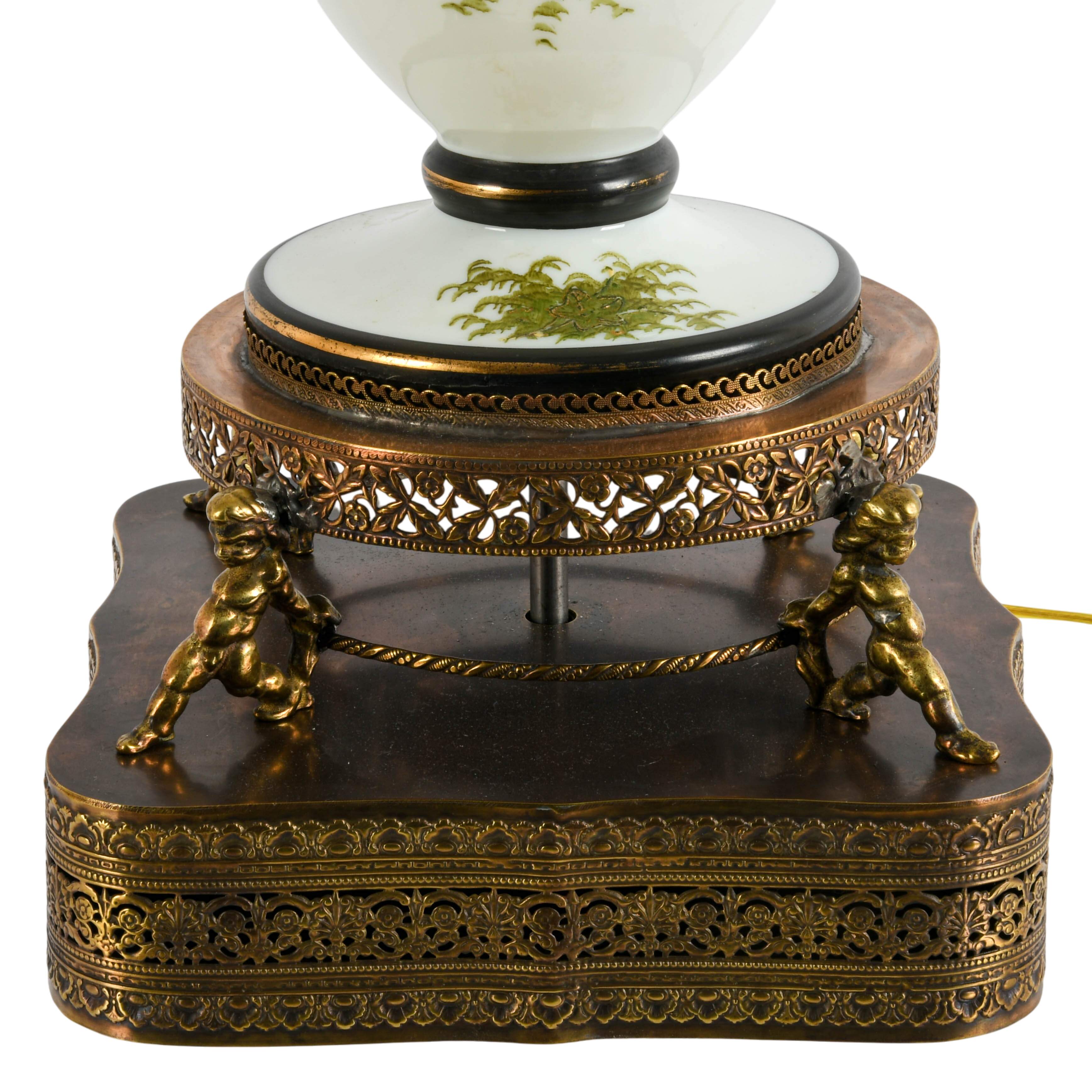 Case Glass Hand-Painted Figural Putties Portrait Table Lamp-4