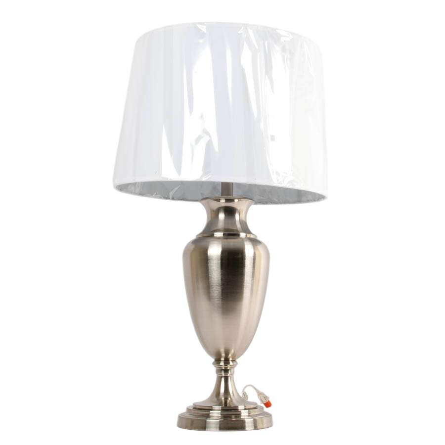 Brushed Steel Transitional Table Lamp with Shade-3