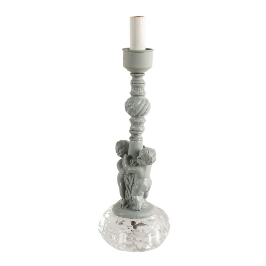 Grey Putti on Crystal Base Boudoir Lamp-6