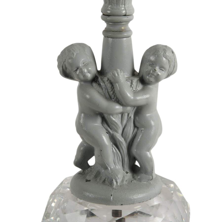 Grey Putti on Crystal Base Boudoir Lamp-4