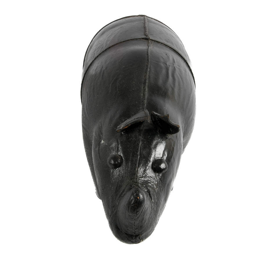 Mid-Century Modern Era Leather Rhino Sculpture-5