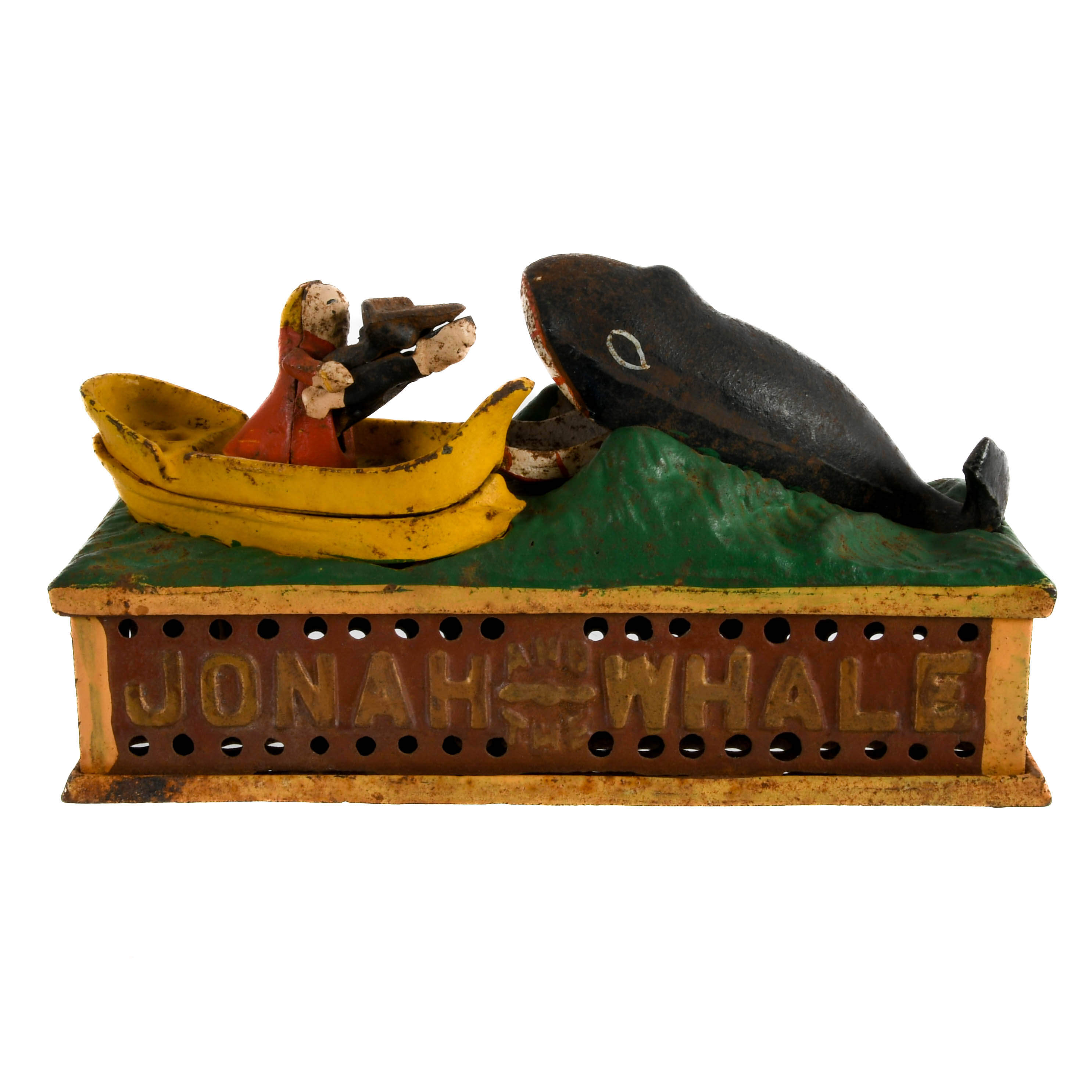 Jonah and the Whale Cast Iron Bank After the Shepard Hardware Co. Design-1