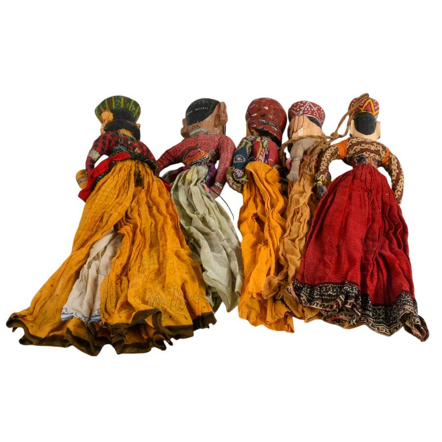 Set of Five Traditional Indian Folk Rajasthani Marionette Puppets-11