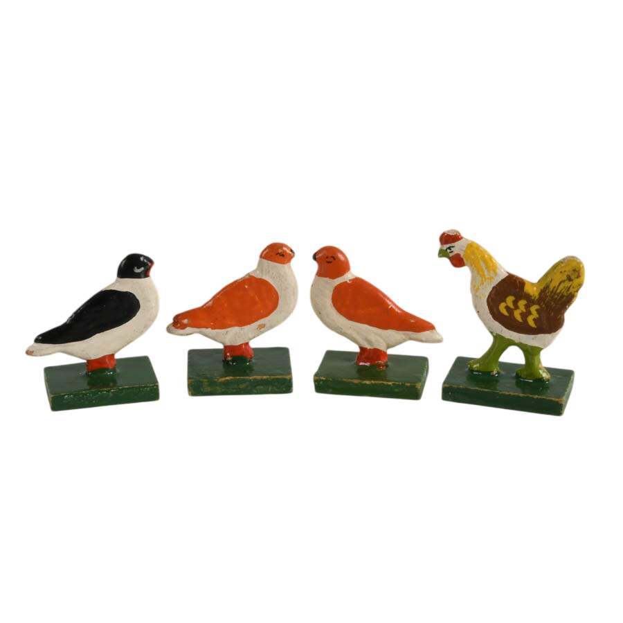 Sixteen Piece Set of German Erzgebirge Wooden Avian Farm Figures-7