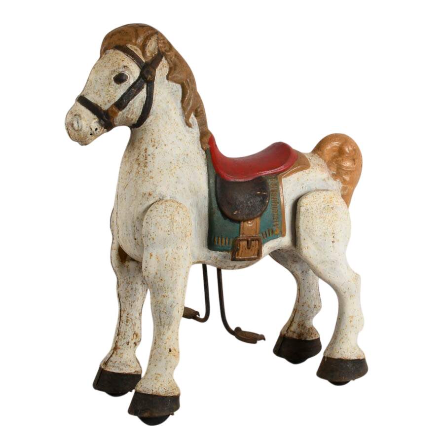 Vintage 1950s Mobo Bronco Pressed Steel Ride-On Toy Horse-5