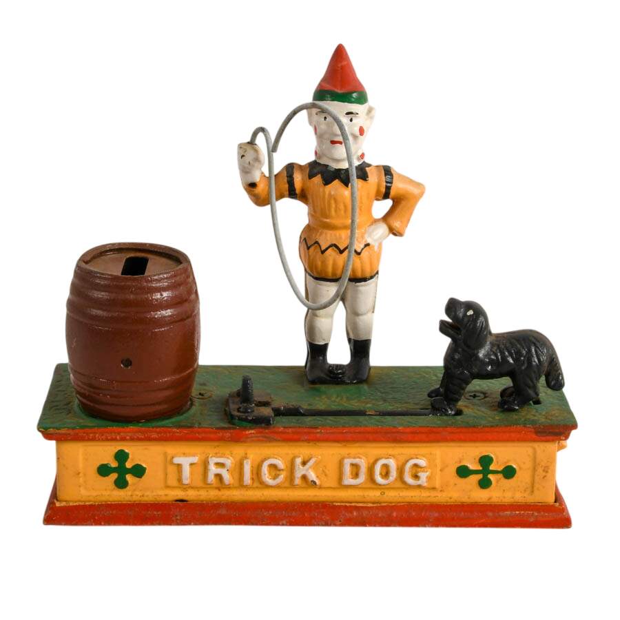 Set of Two Vintage "Soccer" and "Trick Dog" Cast Iron Coin Banks-5