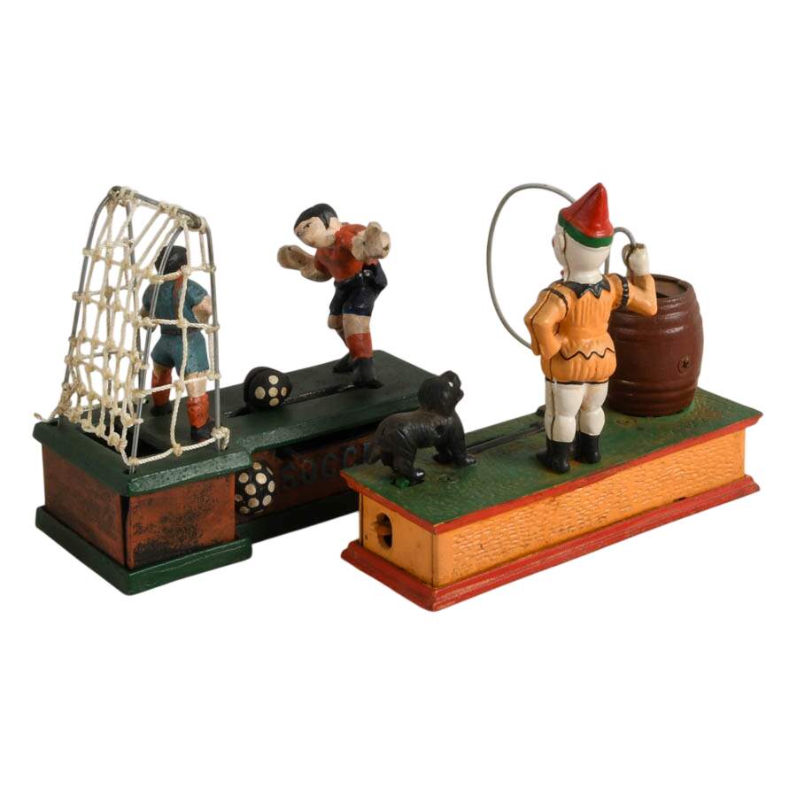 Set of Two Vintage "Soccer" and "Trick Dog" Cast Iron Coin Banks-4