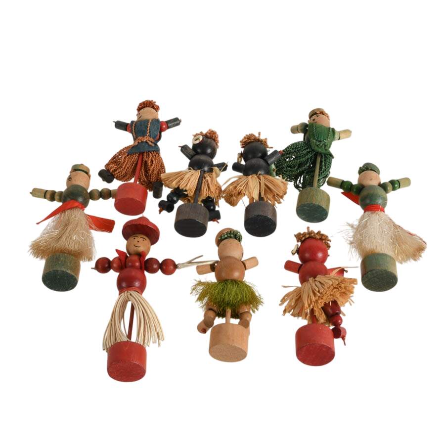Group of Hand-Made Mid-Century Wooden Primitive Dolls-7