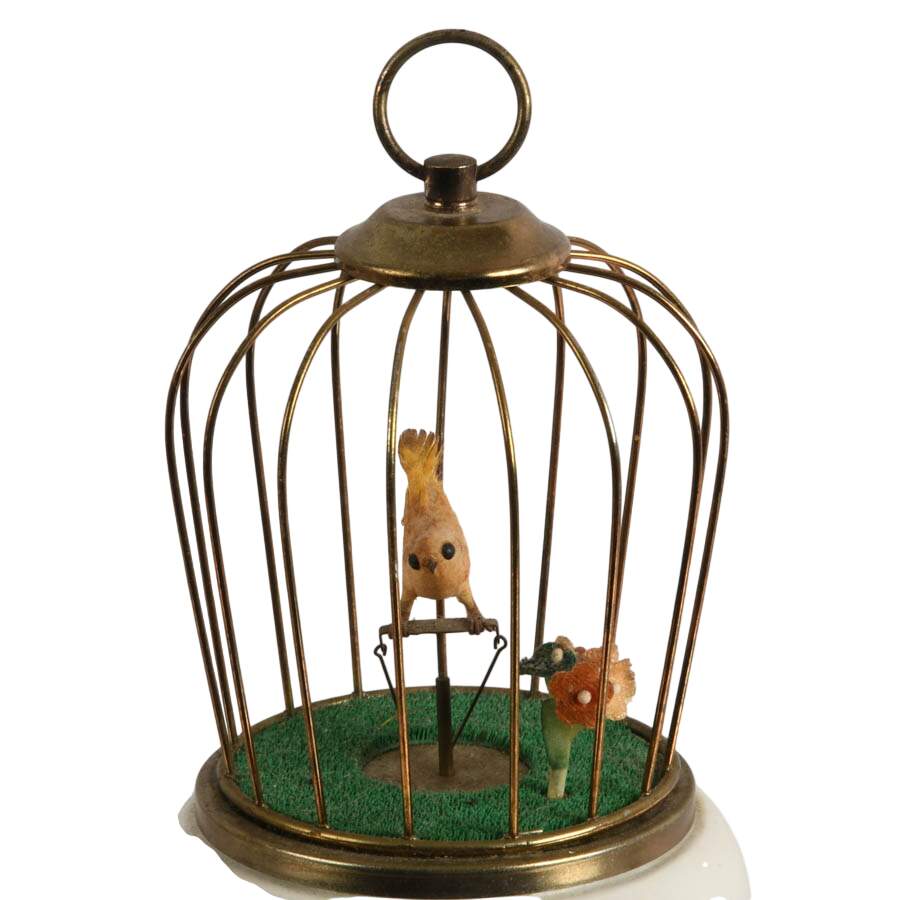 Mid-Century Toyo Animatronic Birdcage Music Box-2
