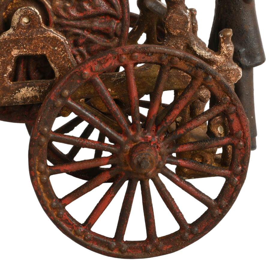 Antique Cast Iron Horse-Drawn Fire Hose Reel Wagon-6