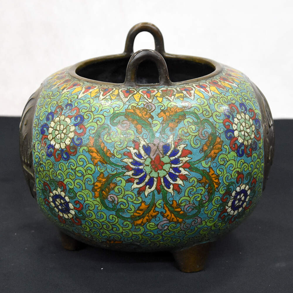 Chinese Floral Islamic Market Cloisonné Enamel and Ormolu Vase-9