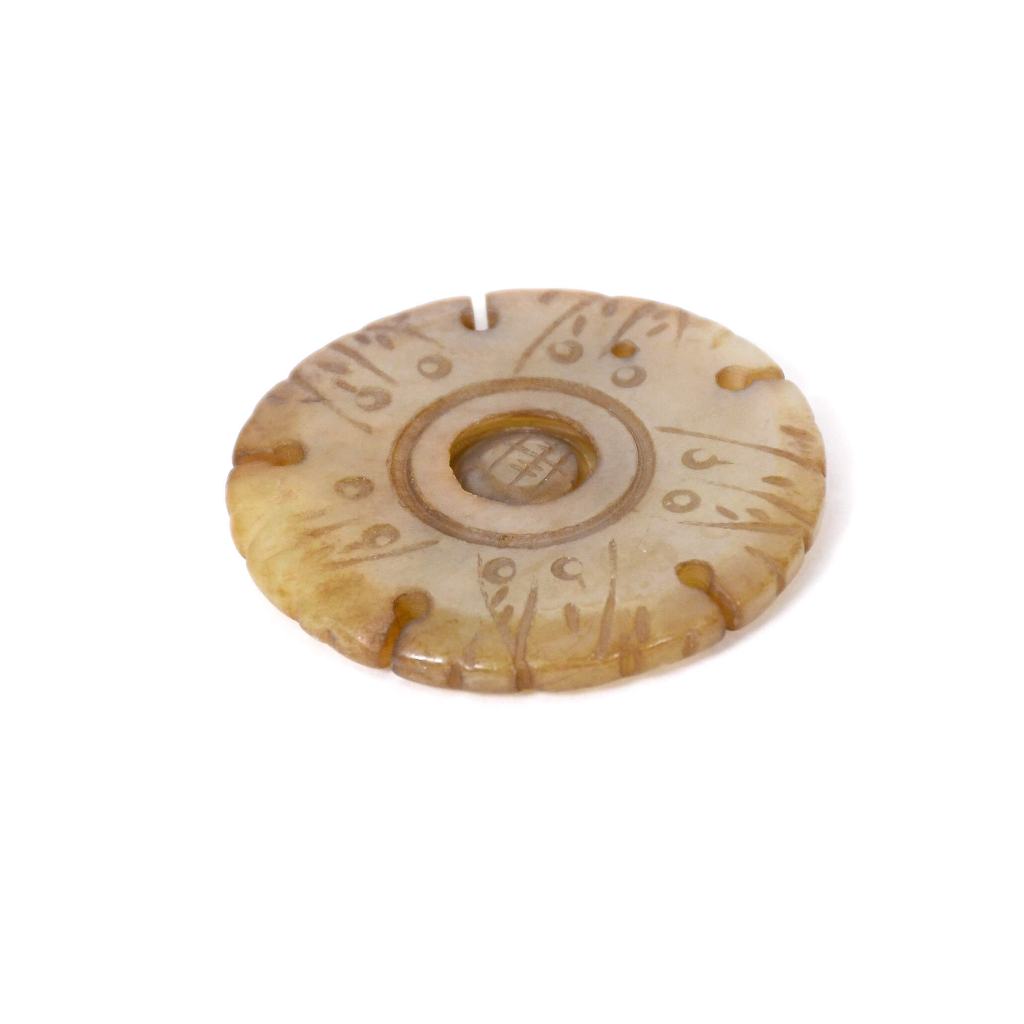 Carved Serpentinite Spinning Prayer Wheel Pendant-1