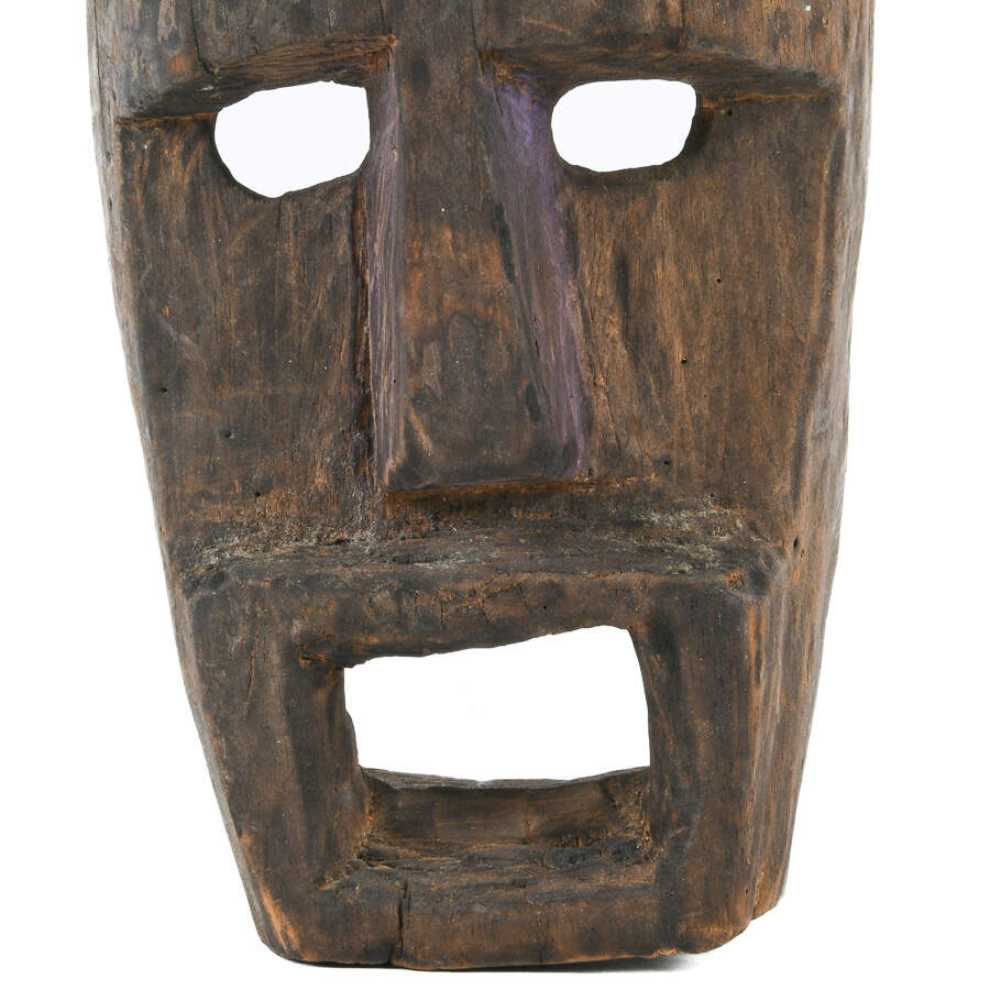 African Horned Carved Wooden Mask-6