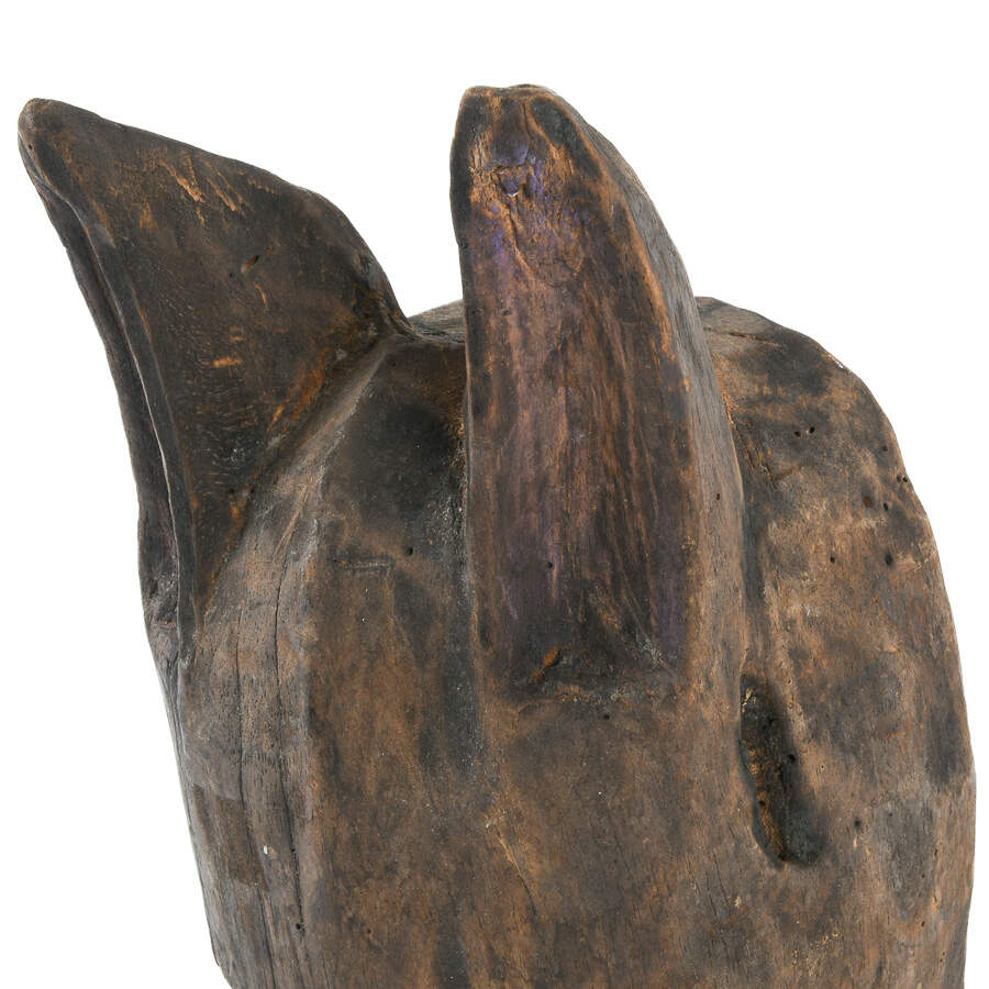 African Horned Carved Wooden Mask-5