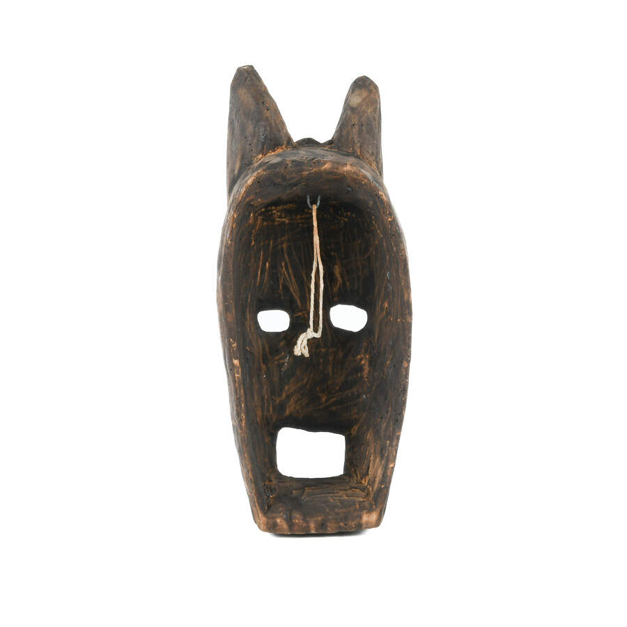 African Horned Carved Wooden Mask-3