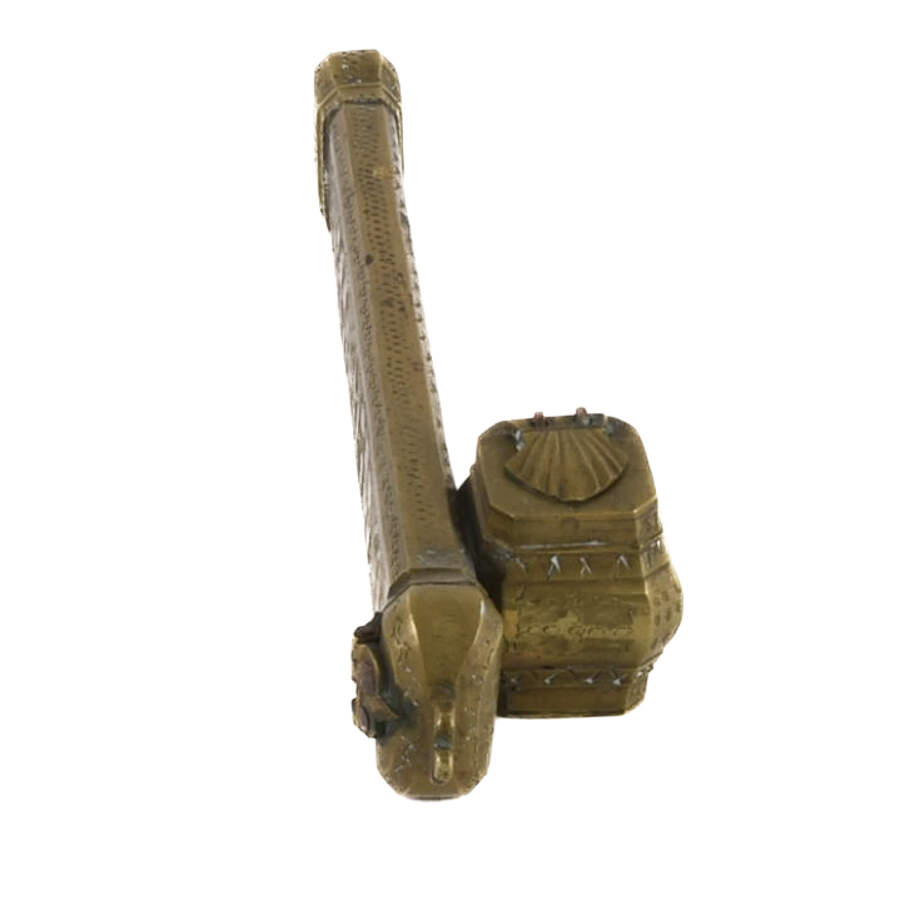 Antique Brass Qalamdan Traveler's Pen Case with Inkwell-4