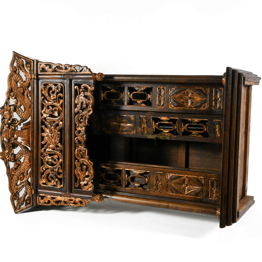 Carved Wood Chinese Buddhist Temple Altar Shrine-9
