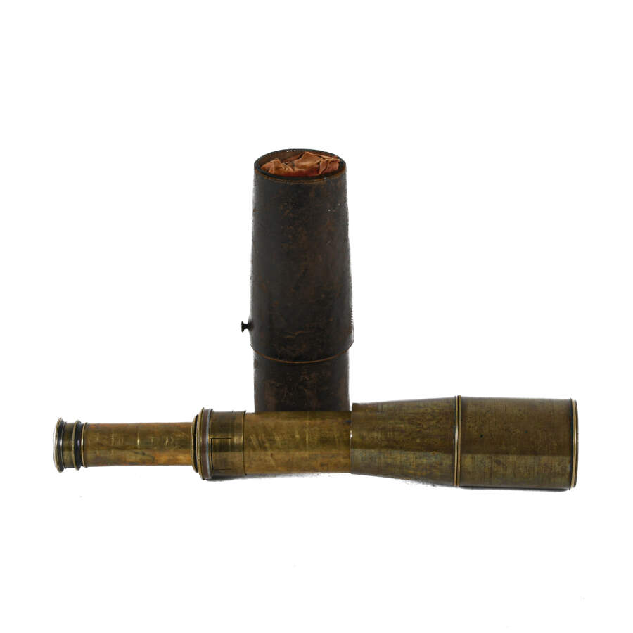Antique Spyglass Telescope in Leather Holder-6