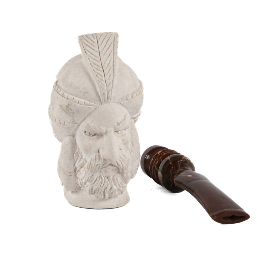 Antique Persian Prince Carved Meerschaum Pipe-4