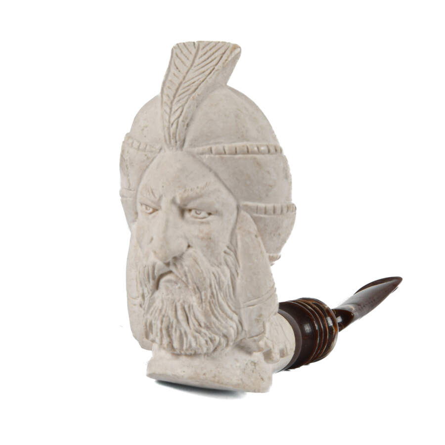 Antique Persian Prince Carved Meerschaum Pipe-2