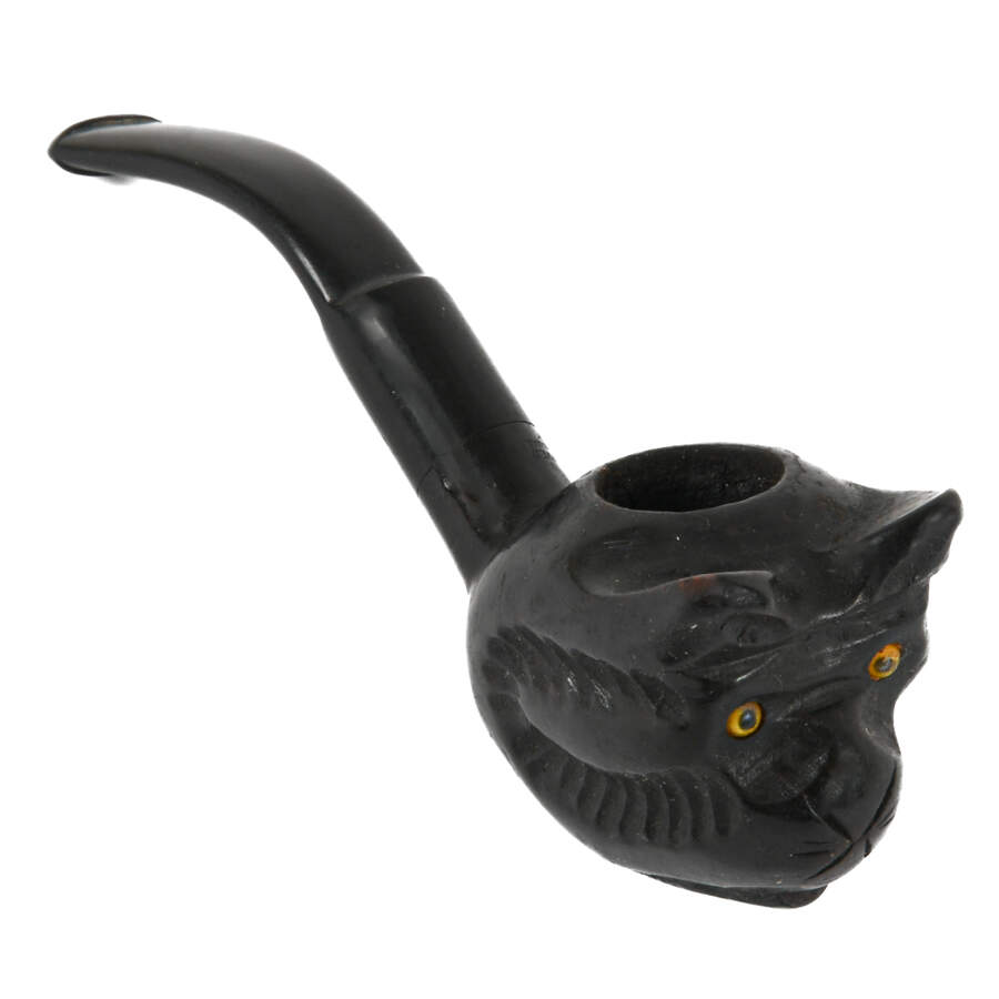 Italian Hand-Carved Wooden Cat Pipe-4