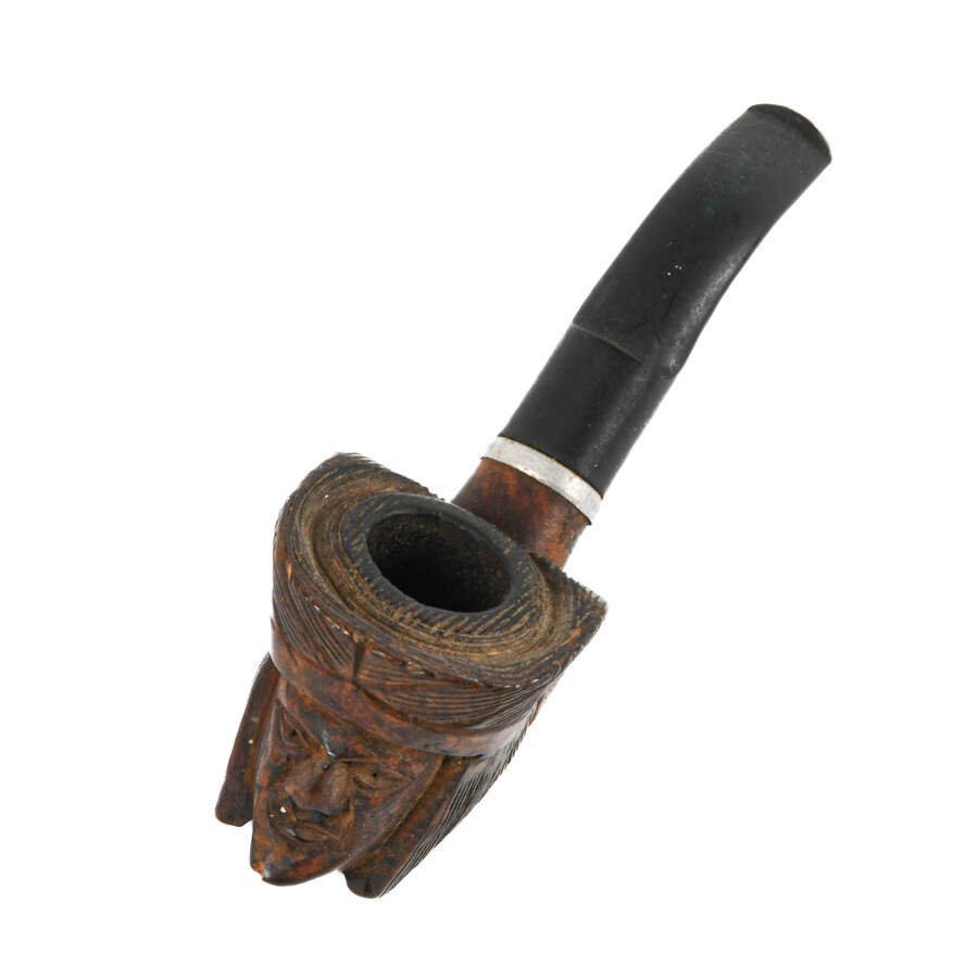 Carved Wooden Native American Figure Pipe-2