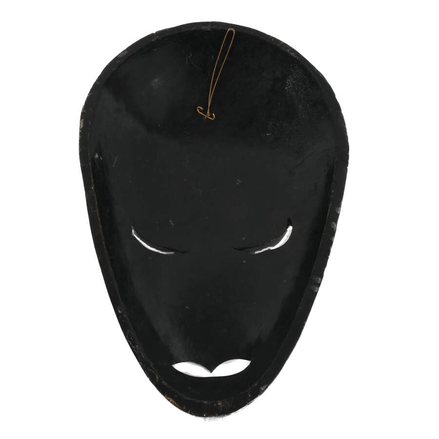 Wood-Carved Native Mask with Mother of Pearl Inlaid-7