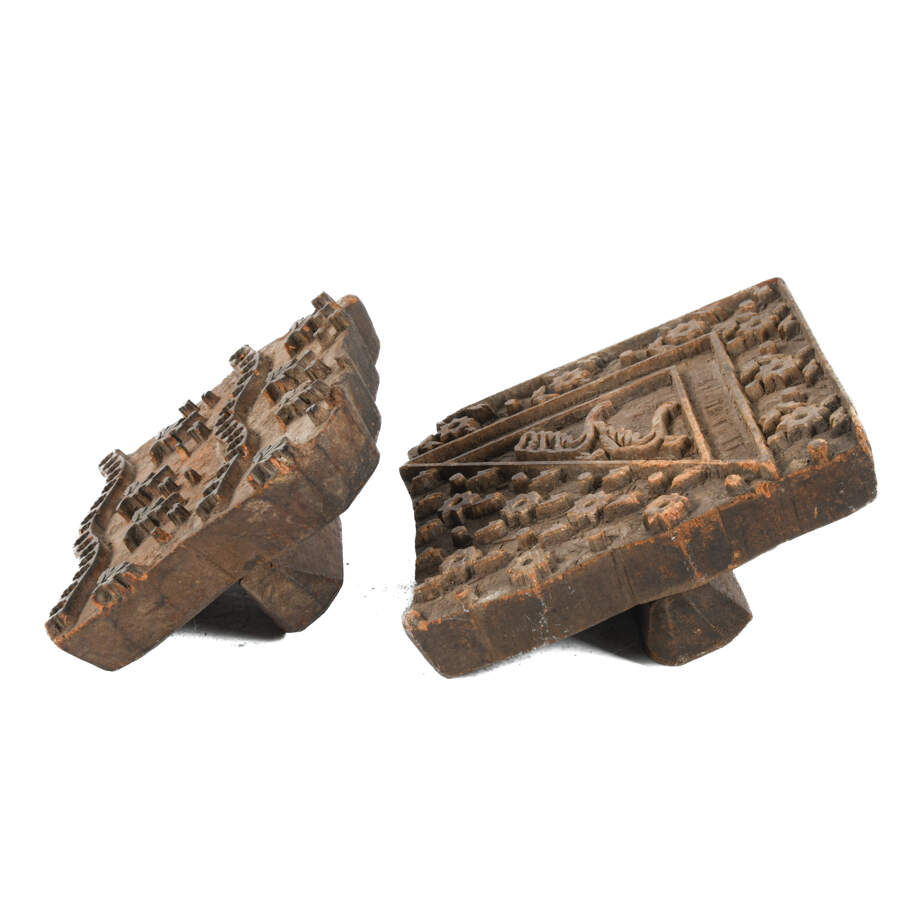 Antique Group of Two Hand-Carved Wooden Printing Blocks-5