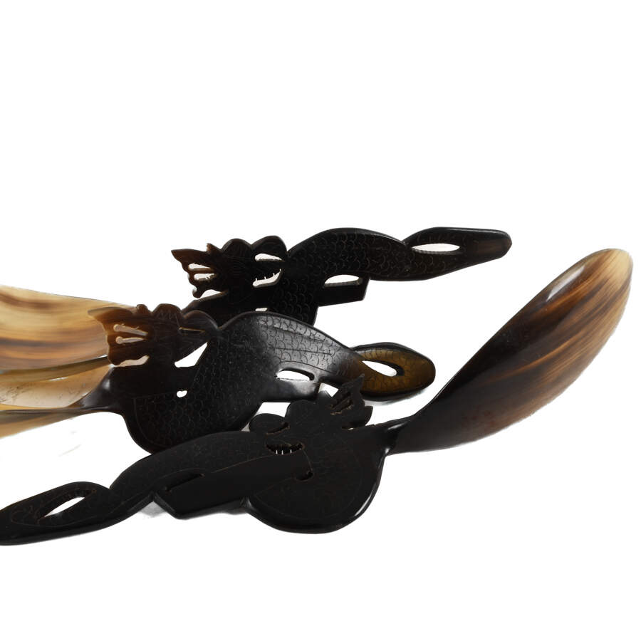 Grouping of Three Horn Serving Spoons-5