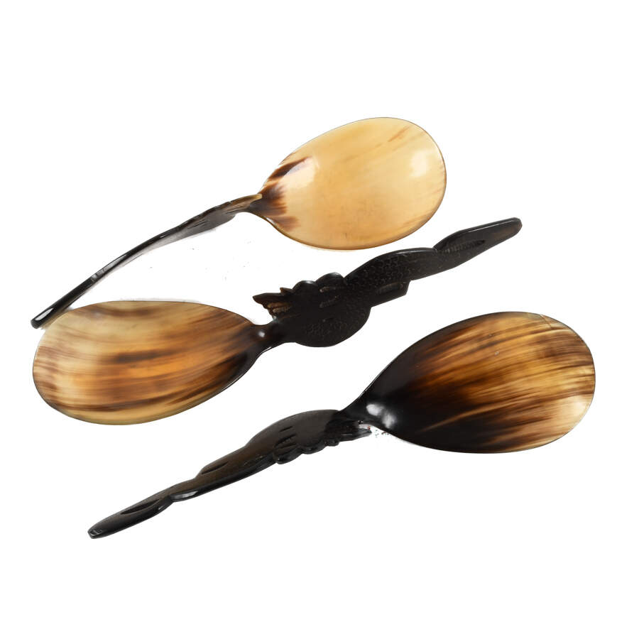 Grouping of Three Horn Serving Spoons-2