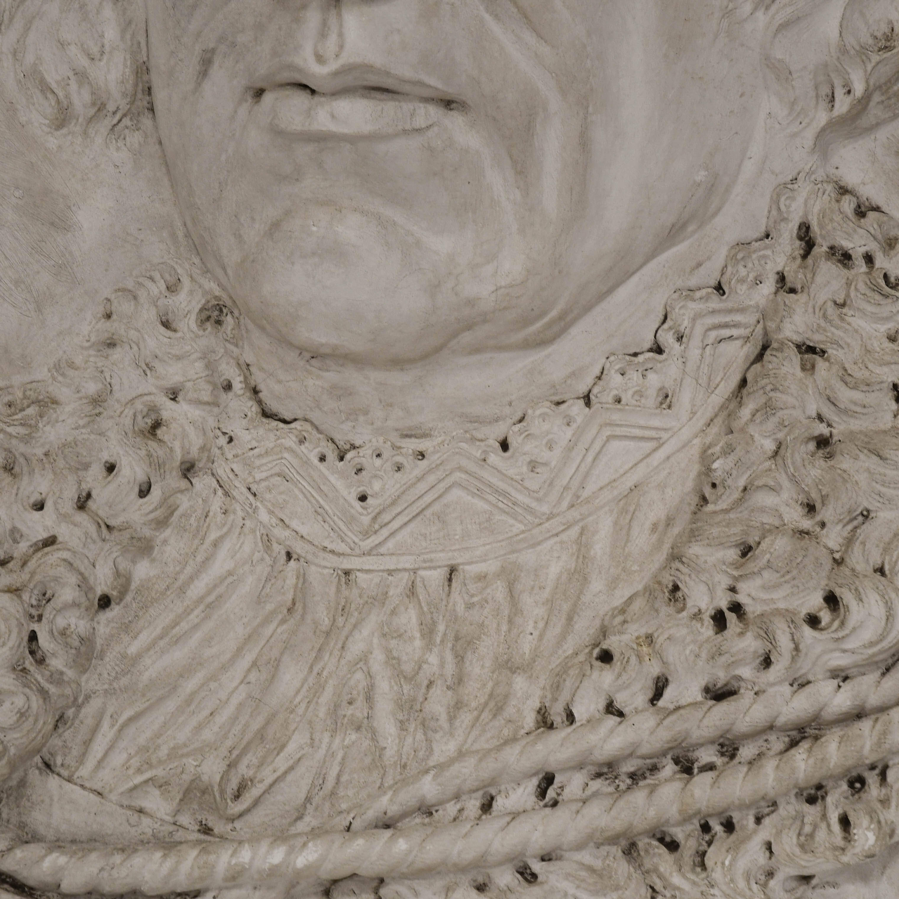 Antique Oversized Carved Plaster Relief Depicting Cristoforo Colombo-4