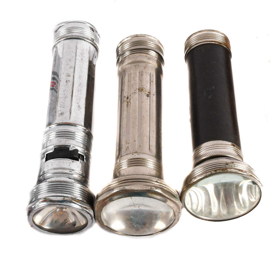Grouping of Eight Aluminum Flashlights from the 1920s to 1950s-4