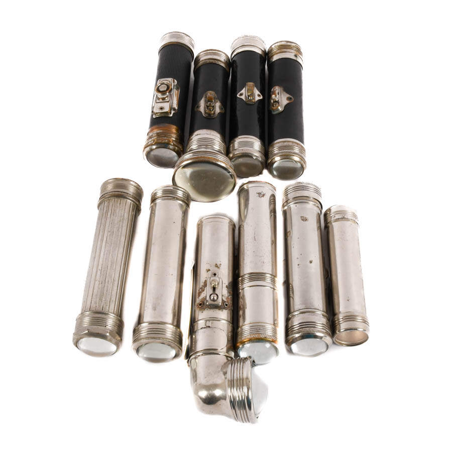 Antique Grouping of Ten Aluminum Flashlights-1