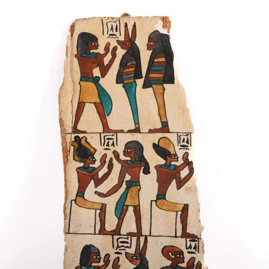 Egyptian Painted Wood Stela with Hieroglyphs-2