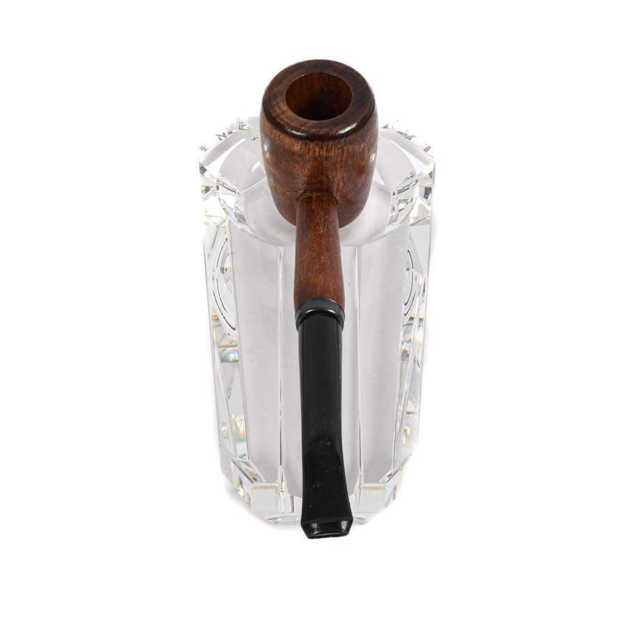 Art Deco Crystal Pipe Holder and Meerschaum Corn Pipe Set-2