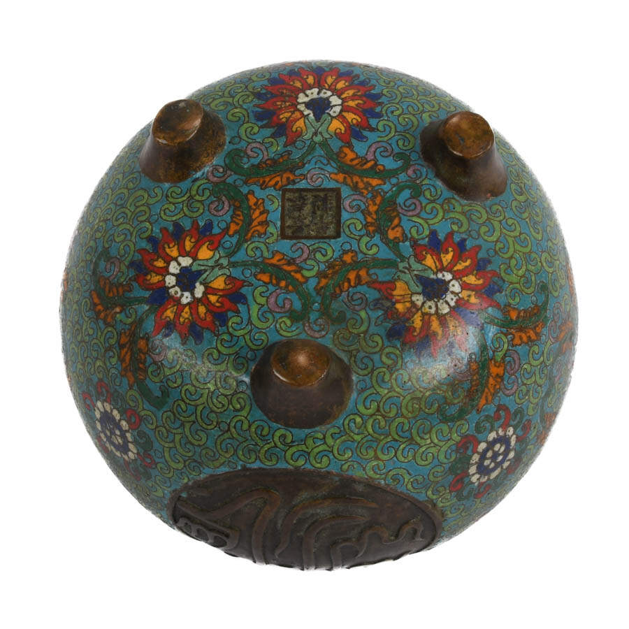 Chinese Floral Islamic Market Cloisonné Enamel and Ormolu Vase-5
