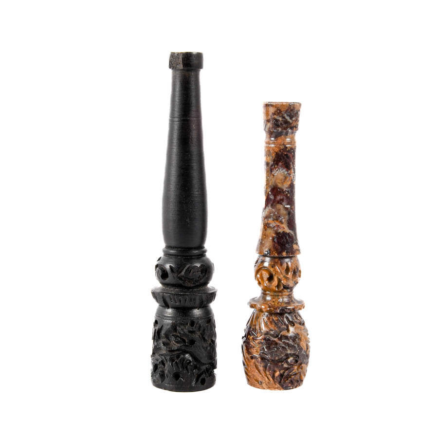 Lot of Two Carved Wood and Stone Pipes-2