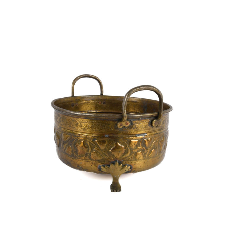 Antique Brass Repoussé Moroccan Wash Basin-3