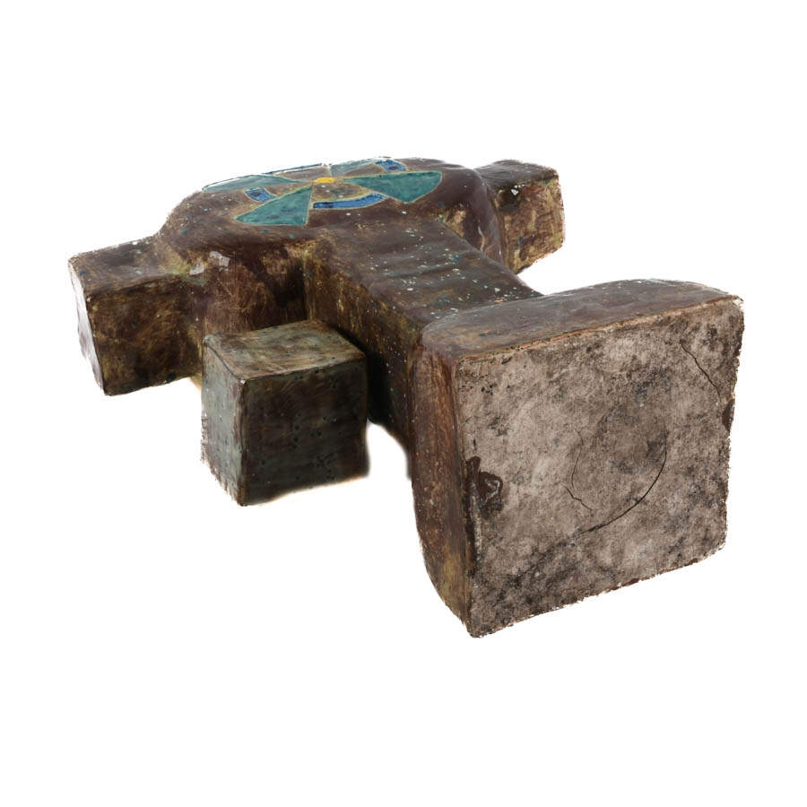 Large Art Pottery Drip Glazed Lidded Cross-9