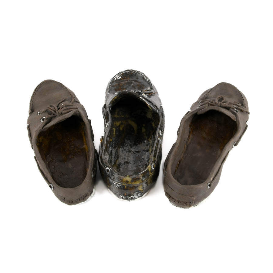 Signed A. Hart Set of Three Pottery Shoes in the Manner of Sperry Top-Sider-4