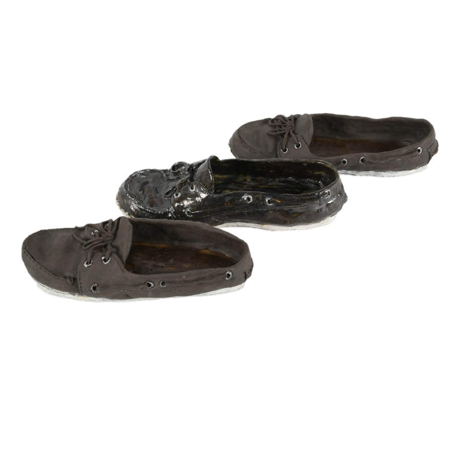 Signed A. Hart Set of Three Pottery Shoes in the Manner of Sperry Top-Sider-3