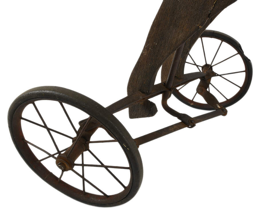 Antique Primitive Wooden Horse Mergomobile Tricycle-10