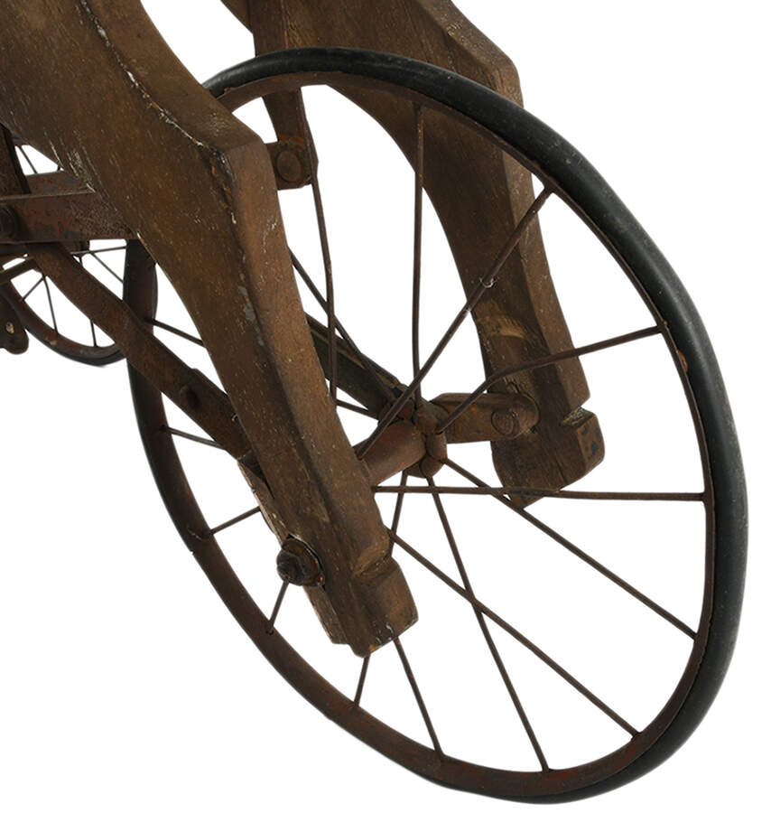 Antique Primitive Wooden Horse Mergomobile Tricycle-8