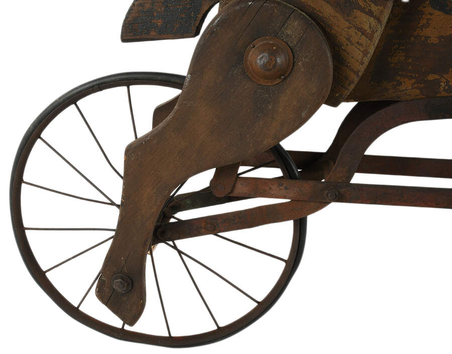 Antique Primitive Wooden Horse Mergomobile Tricycle-5