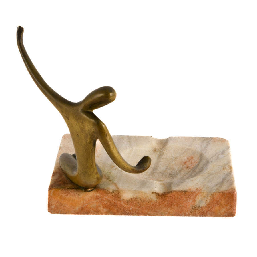 Art Deco Marble and Bronze Nude Ashtray-3