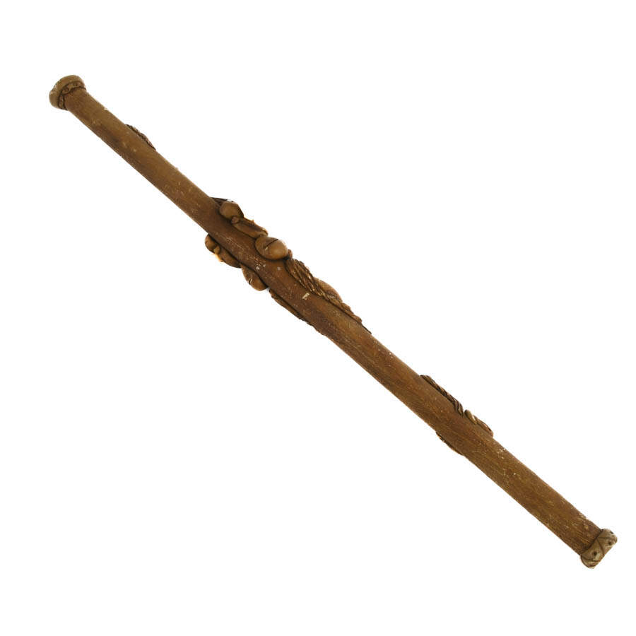 Figural Wood and Inlaid Stone Good Fortune Teeth Rain Stick-6